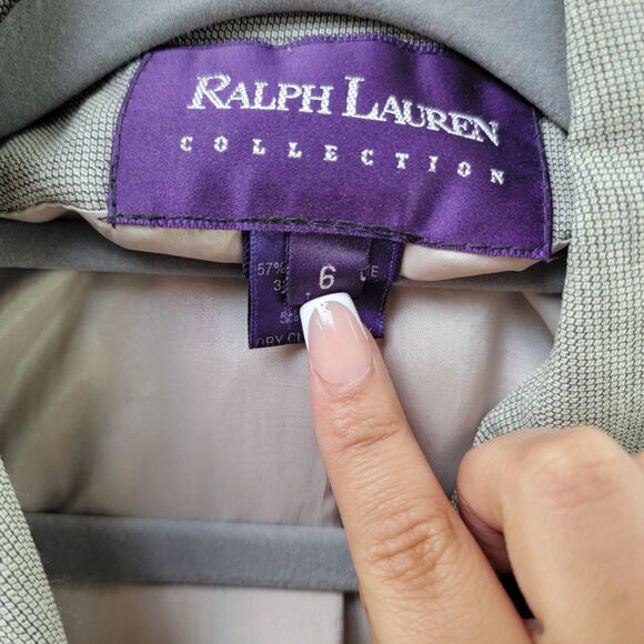 Ralph Lauren Collection 2 Piece Suit Pencil Skirt Set Taupe Gray Wool Blend 6 - Picture 5 of 11